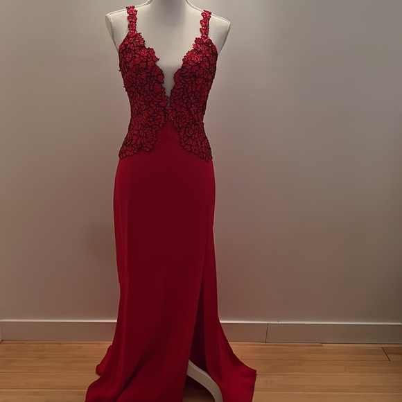 RED DRESS Prom Evening CUSTOM MADE Diane von Furstenberg, as seen on Gigi Hadid - Picture 4 of 15